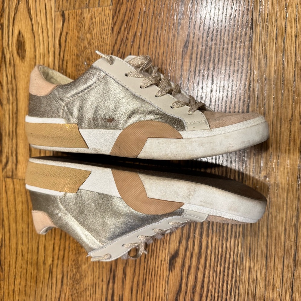 Dolce Vita Zina Plush Sneakers Natural Linen Leather | Size 8 - Picture 5 of 7